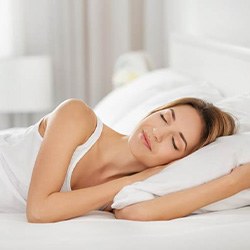 Lady sleeps comfortably