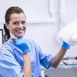Dental hygienist smiles