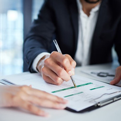 People go over paperwork