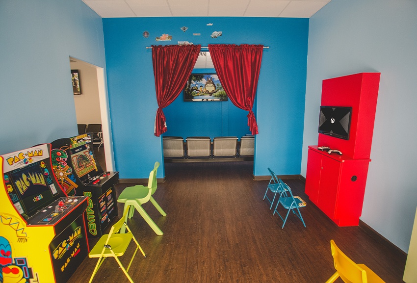 Kid-friendly dental office waiting area