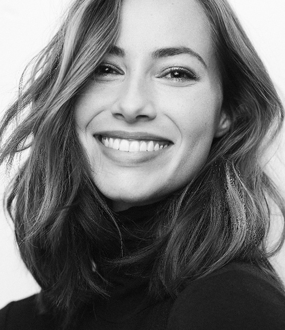 Closeup of woman smiling with straight, white teeth